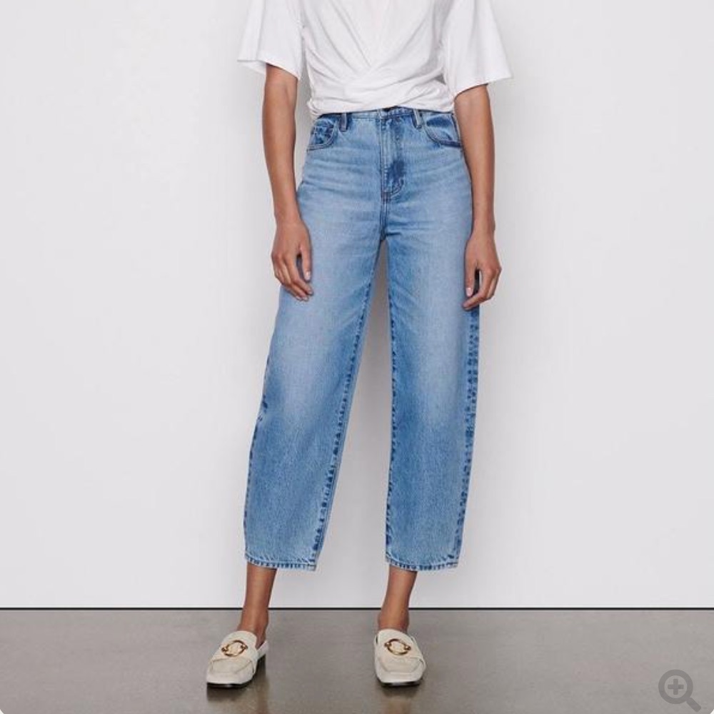 Frame Ultra High Rise Barrel Jeans Napa Clean NWT light wash denim size 28